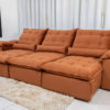 Sofá Retrátil Reclinável 3.20m Emanuelly Veludo Terracota