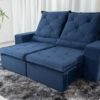 Sofá Retrátil Reclinável Leblon 2.00m Sued Azul