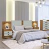 Cabeceira Casal Rubi com Luminária LED 100% MDF Cinamomo/Off White D' Doro
