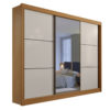 Roupeiro New Dallas c/Espelho Cinamomo/Off White 100% MDF Larg. 2.43m D' Doro